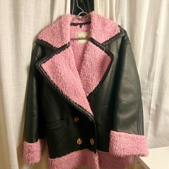 Kenzo Black and Pink Shearling Leather Jacket - Picture 4 of 8